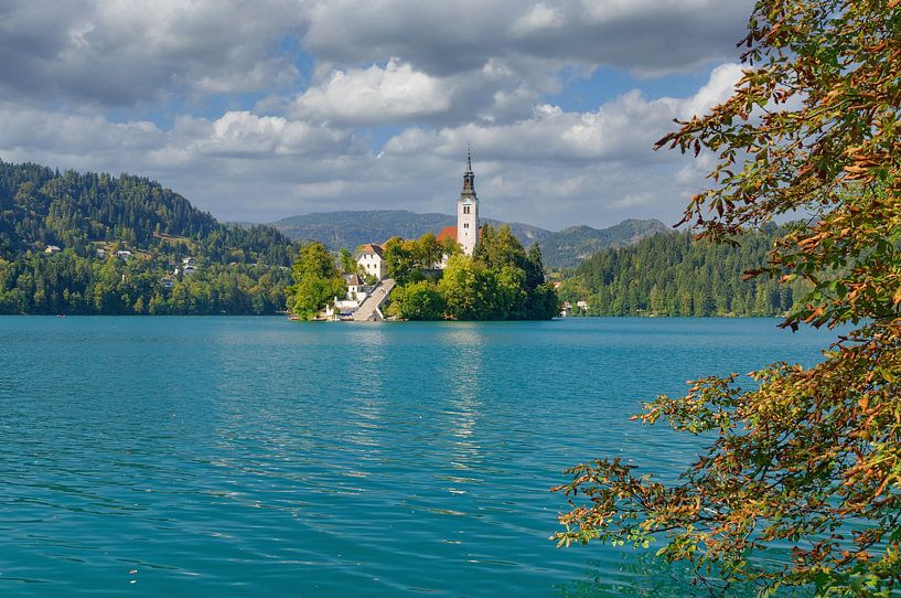 Seeinsel mit Marienkirche im Bleder See von Peter Eckert