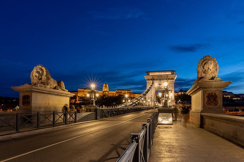 Die Kettenbrücke über der Donau in Budapest von Roland Brack