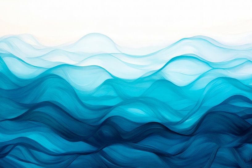 Sanfte Wellen in Blau und Weiß von Poster Art Shop