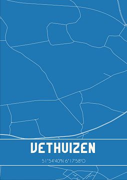 Blauwdruk | Landkaart | Vethuizen (Gelderland) van Rezona