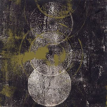 Moderne abstracte kunst. Organische vormen in zwart, zeegroen en wit van Dina Dankers