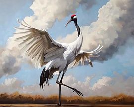 L'élégance de la grue sur Peintures accrocheuses