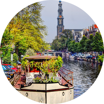 Westerkerk Amsterdam met boot van Hendrik-Jan Kornelis