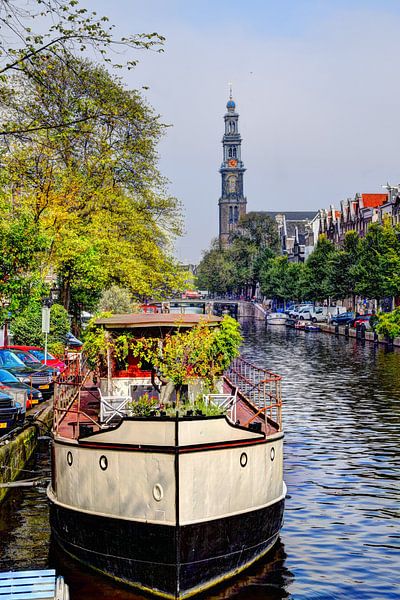Westerkerk Amsterdam with boat by Hendrik-Jan Kornelis