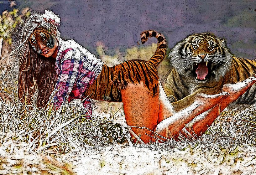 meisje met tijger-girl with Tiger-fille avec Tiger-Mädchen mit Tiger von aldino marsella