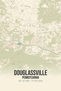 Vintage landkaart van Douglassville (Pennsylvania), USA. van MijnStadsPoster