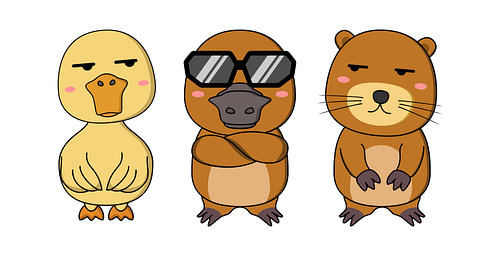 Chibi Duck Platypus Otter Vector Illustration