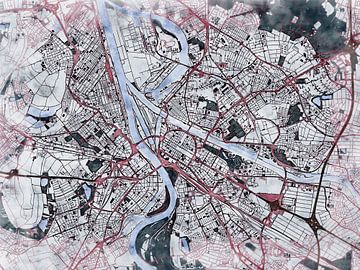 Kaart van Mannheim in de stijl 'White Winter' van Maporia