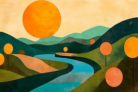 Flusslandschaft im sanften Abendlicht von Poster Art Shop