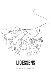 Lioessens (Fryslan) | Karte | Schwarz und Weiß von Ortsdrucke