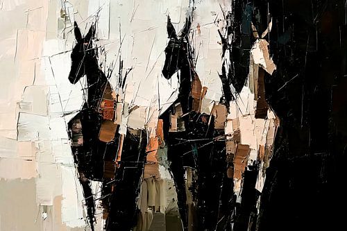 Abstracte paarden in aardetinten