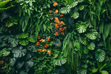 fond vert naturel avec plantes et fleurs sur Egon Zitter