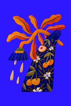 Hand met bloemen