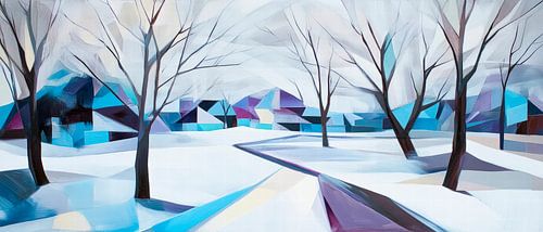 Winterlandschap in koude kleuren