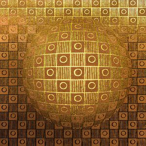 Geometrische symmetrie. Gouden dambord in Op-art stijl.