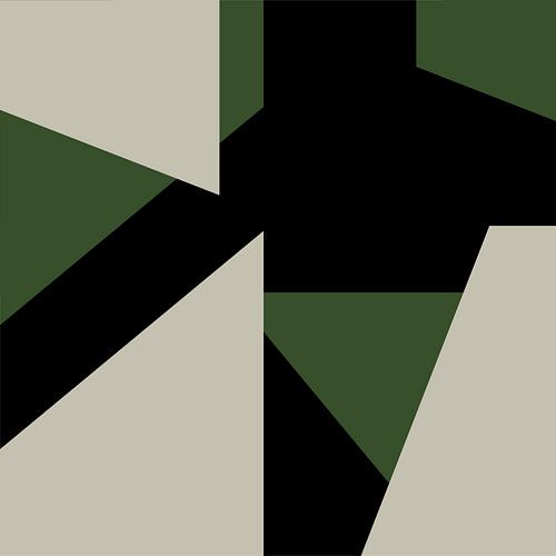 Groen Zwart Wit Abstracte Vormen nr. 5