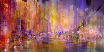 Pulsating life on the river - red and purple by Annette Schmucker