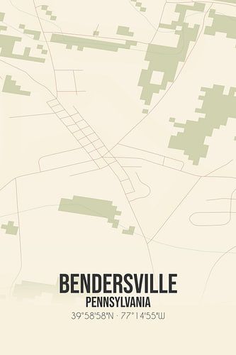 Vintage landkaart van Bendersville (Pennsylvania), USA.