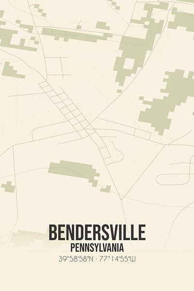 Carte ancienne de Bendersville (Pennsylvanie), USA. par Affiches de lieux