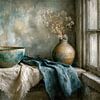 Dunkles Stillleben mit Keramikschale von Window Light von Joriali Fine Art