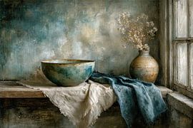 Dunkles Stillleben mit Keramikschale von Window Light von Joriali Fine Art