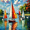Summer scene of sailboats in motion by Bart Veeken