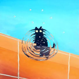 Zwarte kat in het water van Juan Davis