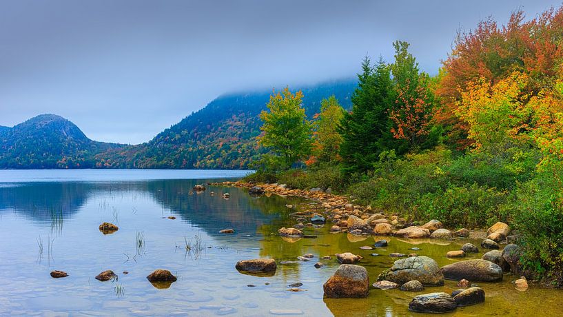 Jordan Pond dans les couleurs de l'automne, Maine par Henk Meijer Photography