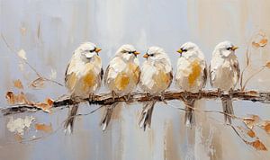 Oiseaux blancs et dorés