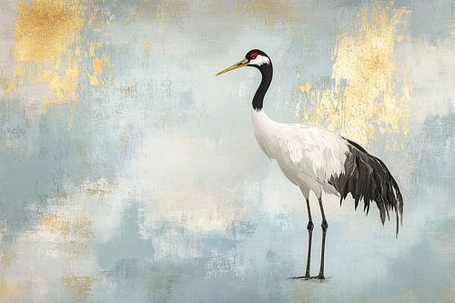 Kraanvogel op serene achtergrond