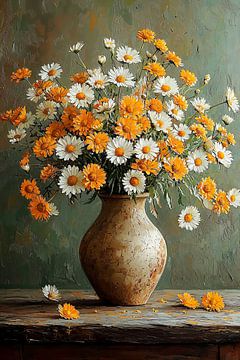 Boeket van Madeliefjes en Goudsbloemen. van Studio BB