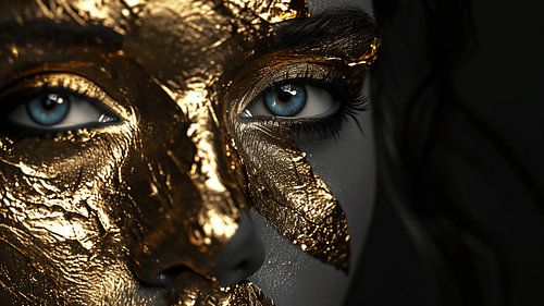 Gouden Reflecties: Een Monochroom Portret van Schitterende Zielen