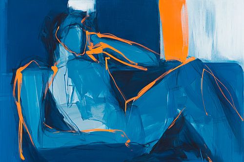 Eenzaam moment in blauw en oranje