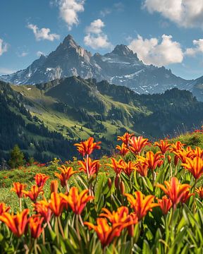 Alpiene zomerdroom in groen van fernlichtsicht