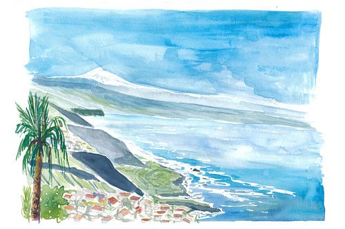 Vue sur le mont Teide enneigé à Ténériffe Îles Canaries