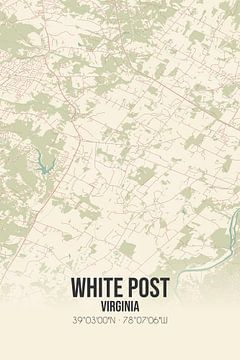 Alte Karte von White Post (Virginia), USA. von Rezona