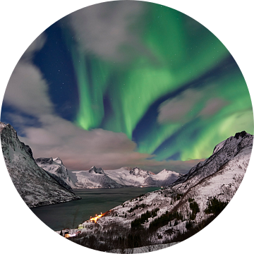 Aurora Borealis of noorderlicht boven het winterlandschap van Jürgen Ritterbach