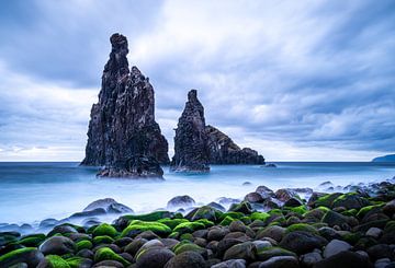 Rocks in the surf on Madeira by Erwin Pilon