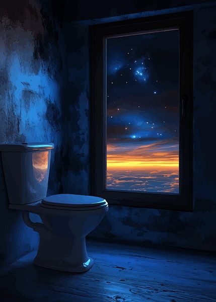 Toilettes avec vue sur un ciel cosmique par Pixelbull Design
