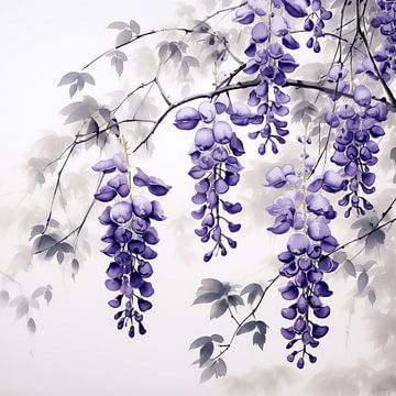 Blühende Glyzinien in violetten Farbtönen von Lauri Creates