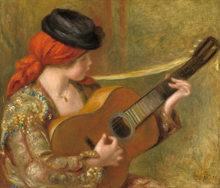 Junge spanische Frau mit einer Gitarre, Auguste Renoir von All the Masters