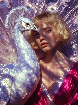 White peacock and beauty pink elegance by A.D. Digital ART