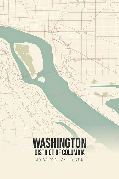 Alte Karte von Washington (District of Columbia), USA. von Ortsdrucke