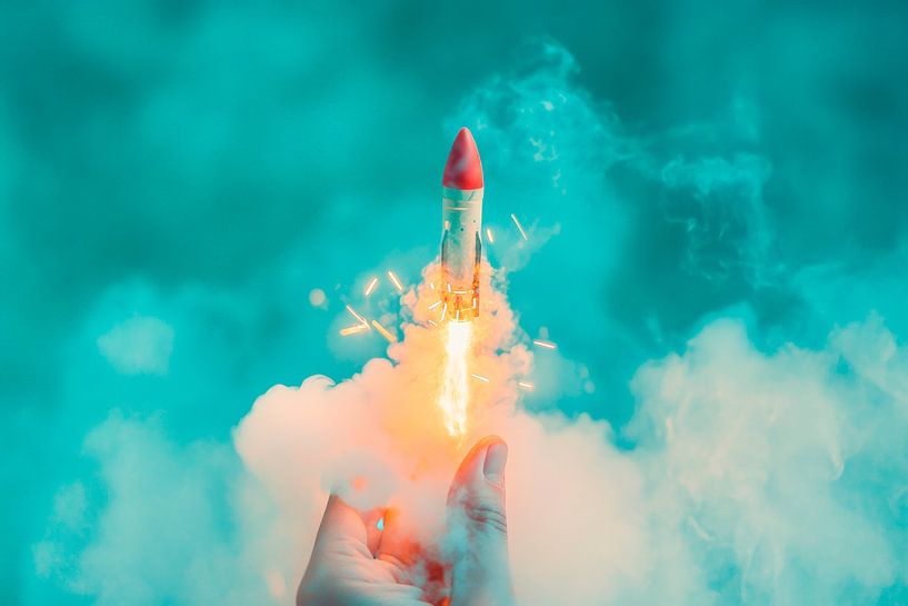 Rakete startet in den Himmel von Poster Art Shop