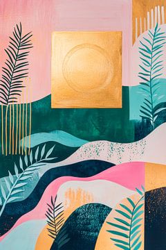 Colourful landscape with golden sun by Poster Art Shop