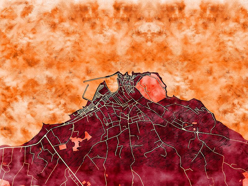 Map of Saint-Tropez with the style 'Amber Autumn' by Maporia