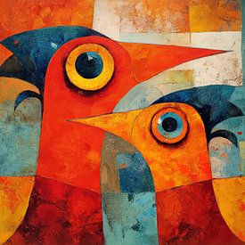 Bunte Vögel | Leuchtende Augen von ARTEO Gemälde