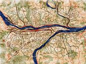 Kaart van Passau in de stijl 'Serene Summer' van Maporia thumbnail
