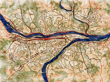 Kaart van Passau in de stijl 'Serene Summer' van Maporia