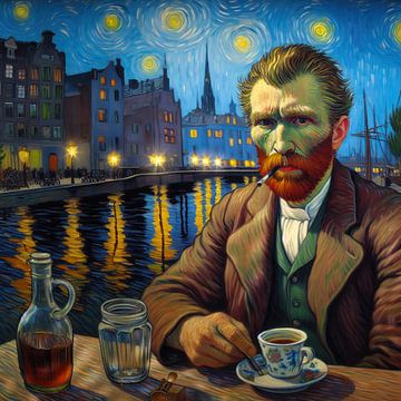 Vincent van Gogh met koffie van Digital Art Nederland